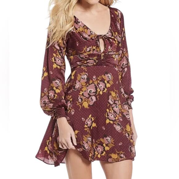 Free People Purple Floral Womens Floral Fit & Flare Dress, Purple Size Small - Picture 1 of 11